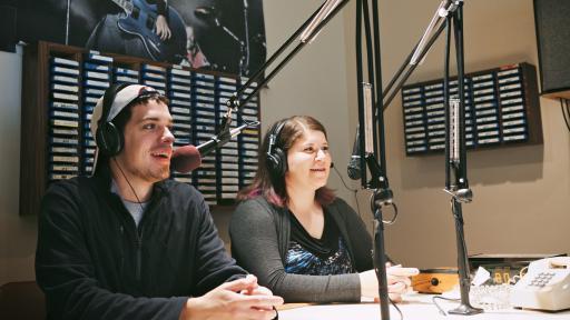 students in radio station