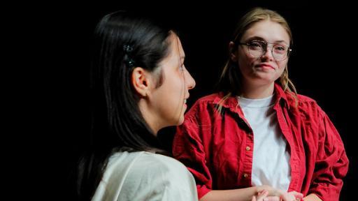 North Central College theatre major Riley Wodka rehearsing.